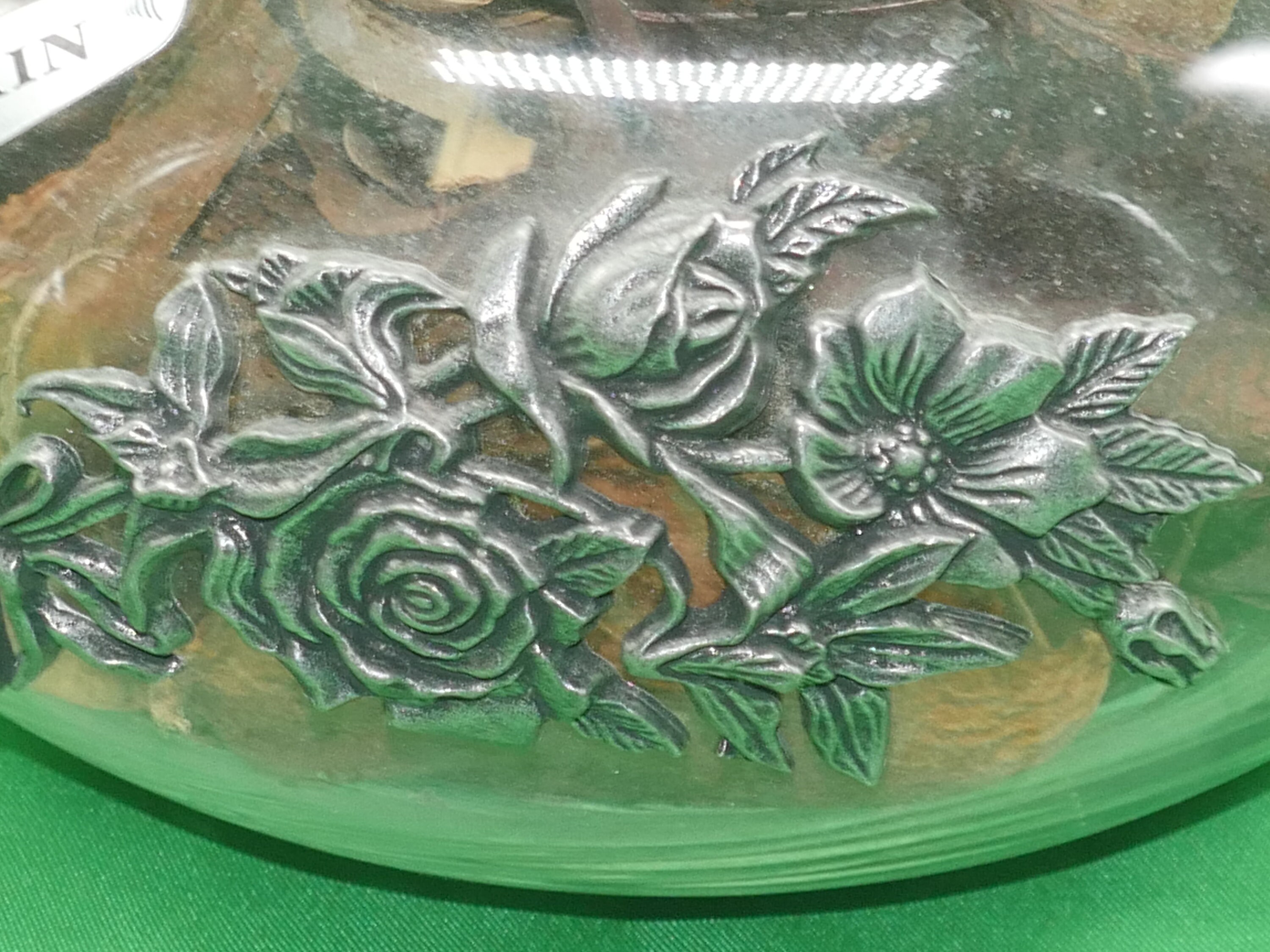 Vintage French Glass Bowl With Pewter Bird & Floral Lid, Nr 895 - Etsy
