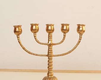 old vintage brass Danish 5 arms candle holder branded MALM, nr 877