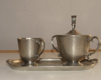 Vintage Norwegian Handmade Pewter Candle Holder by S. Borg