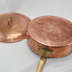 Vintage Dala Gruppen Swedish Copper Fry Pan with Brass Handles, lot nr 526 image 7