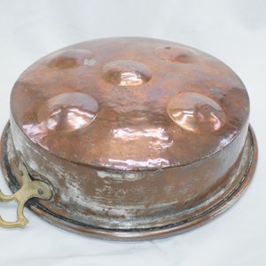 lot nr 793 Old Vintage Antique large Copper Pan Escargot Egg Poacher Cast  Turkish