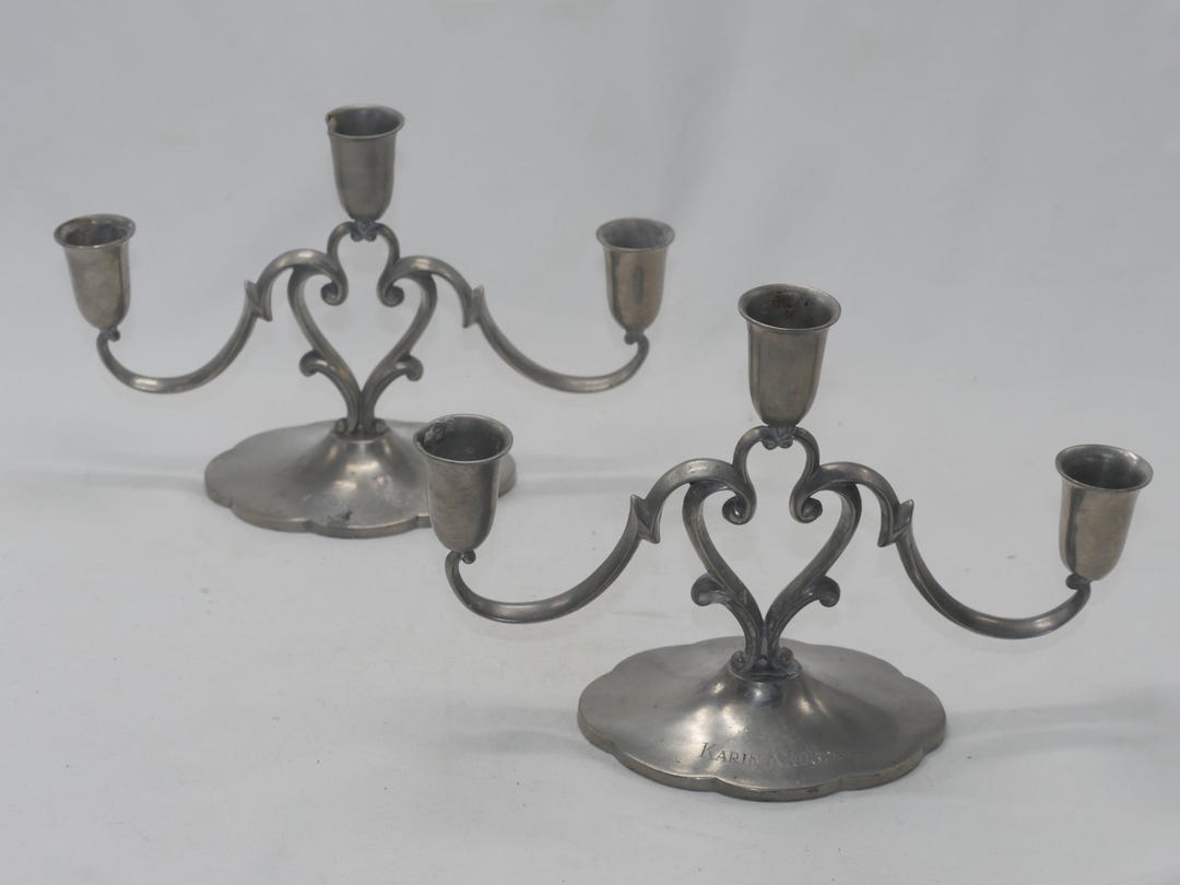 Bougeoir Gothique Vintage En étain – Années 50 – Made In France, Déco Argentée