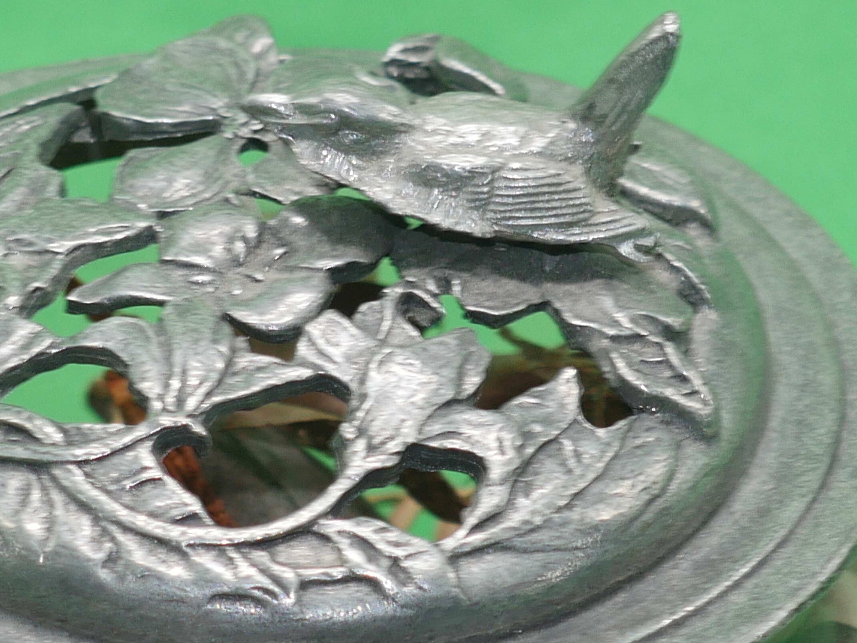 Vintage French Glass Bowl With Pewter Bird & Floral Lid, Nr 895 - Etsy