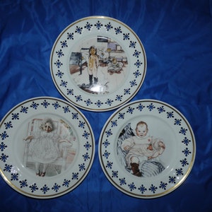 lot nr 361 vintage 3 pcs plates set Copenhagen Porcelain limited edition made in Denmark - children depiction