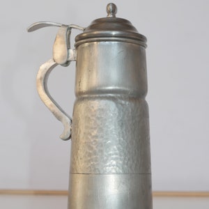 lot nr 983 vintage pewter tin branded TELE tinn Norge Scandinavian handmade in Norway lidded stein tankard mug