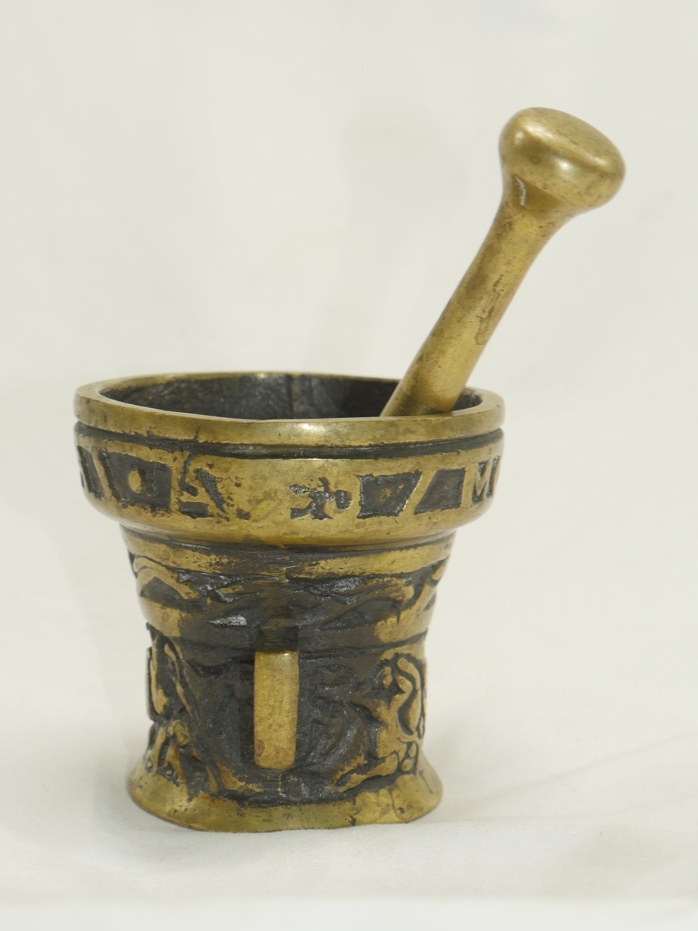 Vintage Memento Mori Bronze Mortar and Pestle - Alchemist