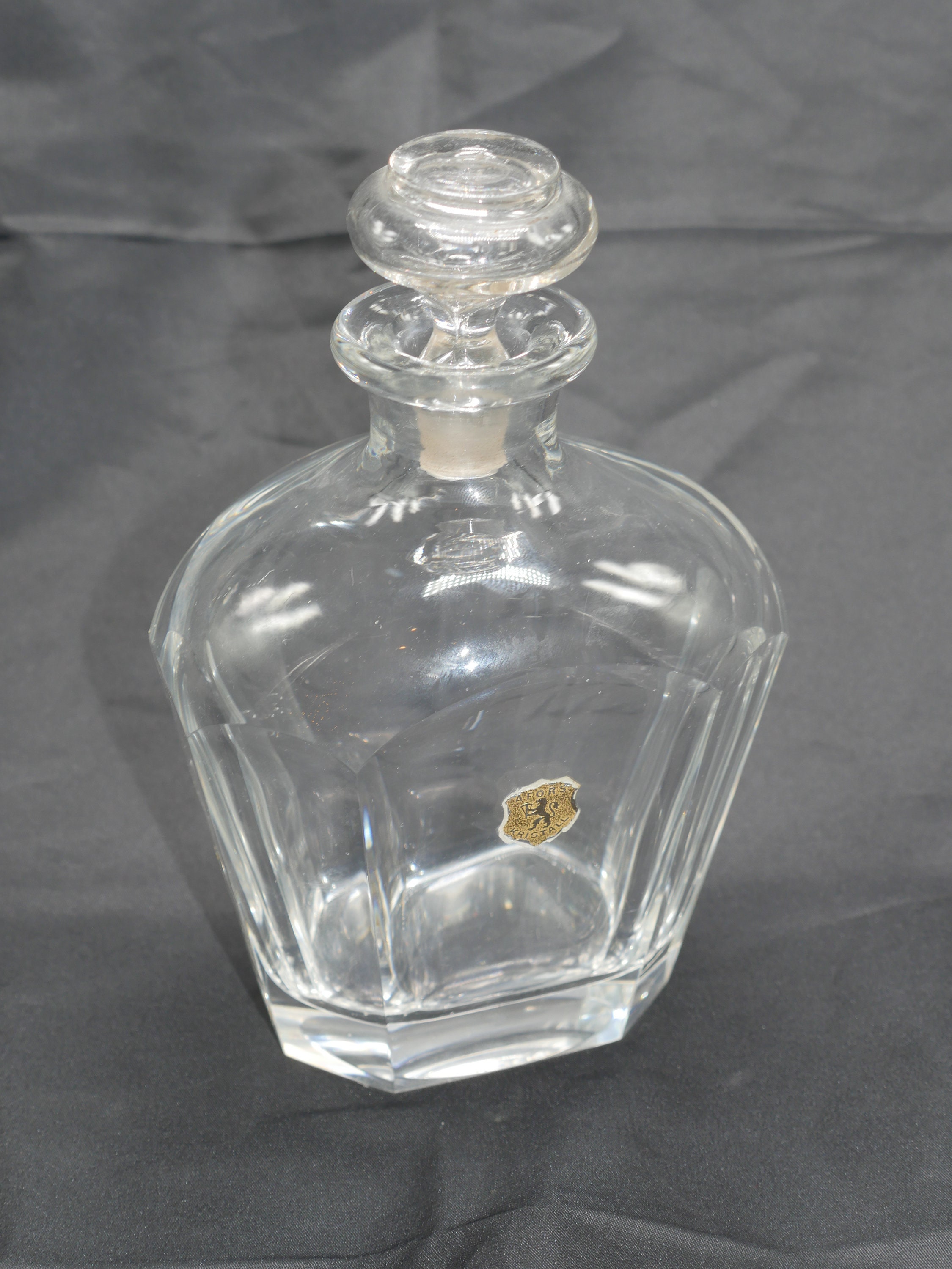 lot nr 612 old vintage tagged Afors cristall crystal glass Swedish made in Sweden bottle carafe ever with lid decanter
