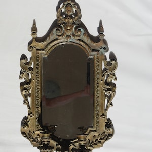 lot nr 431 antique 1800s French hanging bronze sconce mirror and candle holders - original glass and parts