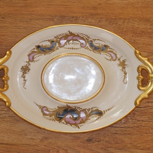 lot nr 644 antique large heavy porcelain French branded Limoges platter gilded white tray for a tureen