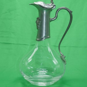 lot nr 515 French old vintage glass and metal jar with tin lid ever Art Nouveau style decanter