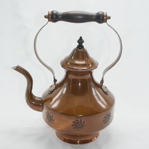 lot nr 862 not used vintage copper teapot kettle pot with wooden handle
