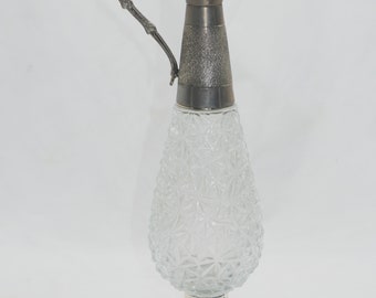 lot nr 978 Vintage Carafe Pitcher  ewer jug jar with cover glass rare tall carafe
