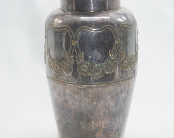 Antique WMF Art Nouveau Silver Plated Vase | Jugendstil Floral Swag Decor | Early 1900s German Silverware with Ostrich Mark, nr 450