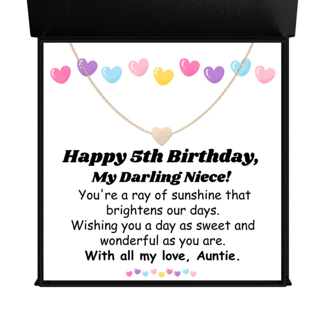 5 Year Old Girl Birthday Gift From Aunt, Heart Necklace for Kids, Happy