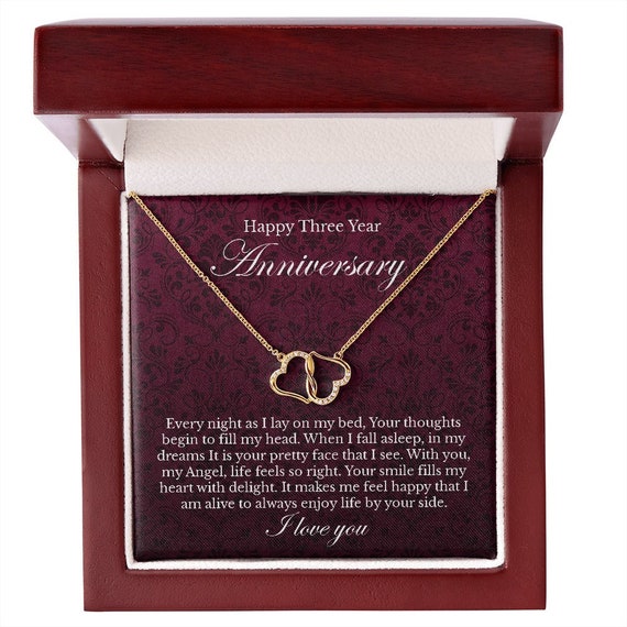 10K Gold Three Year Anniversary Gift Everlasting Love Pendant Etsy