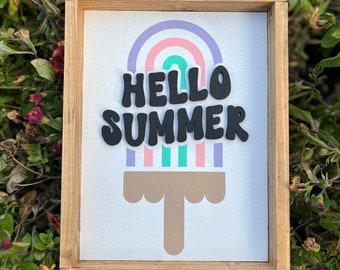 3D Hello Summer Popsicle Sign