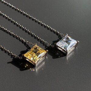 925 SILVER  Minimal Square Radiant Cubic Necklace