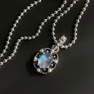 925 SILVER Baroque Antique Pearl Lace Moonstone Gemstone Necklace [June Birthstone]