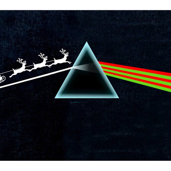 Dark Side of the Moon Holiday Card, Christmas Greeting Card with Envelope, Pink Floyd, Rock & Roll X-mas, Classic Rock