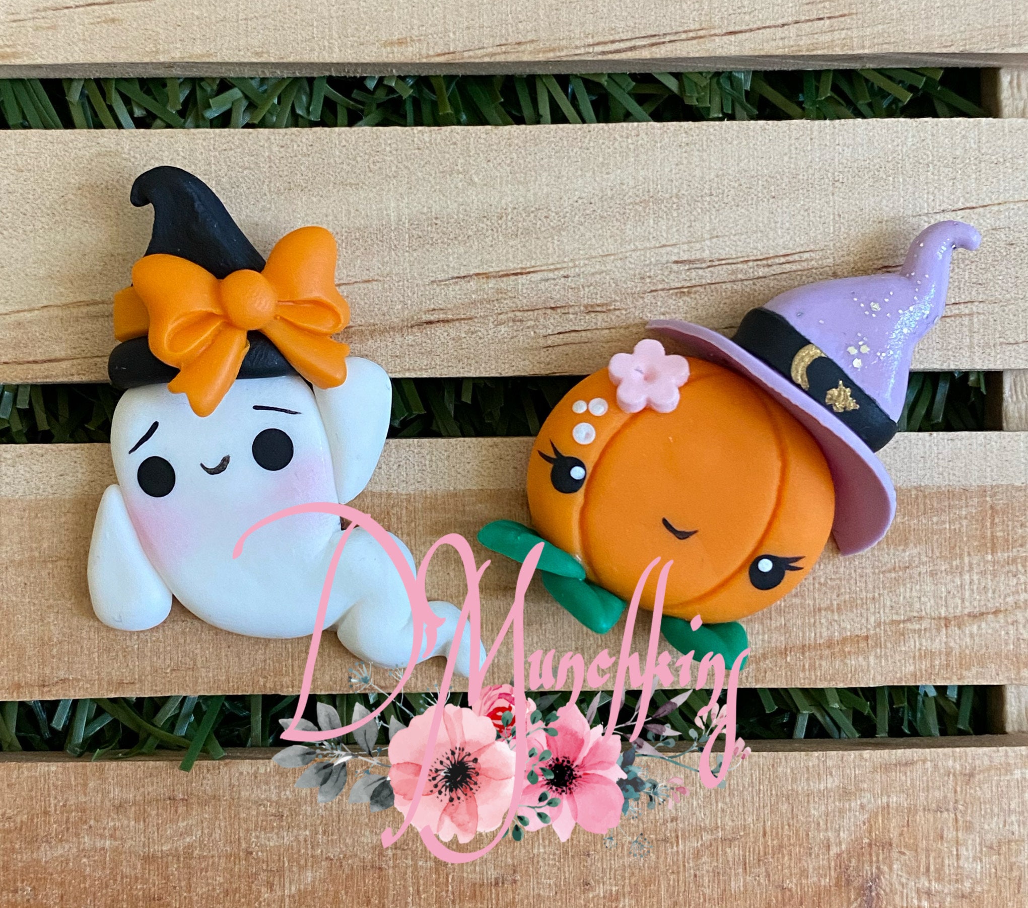 Halloween clay, Cute Ghost clay, Pumpkin Clay, bow clay, bow center p…