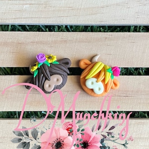 Cow clay, Highland cow clay, bow clay, bow embellishment, bow center pice clay, bow embellishment, flat back clay
