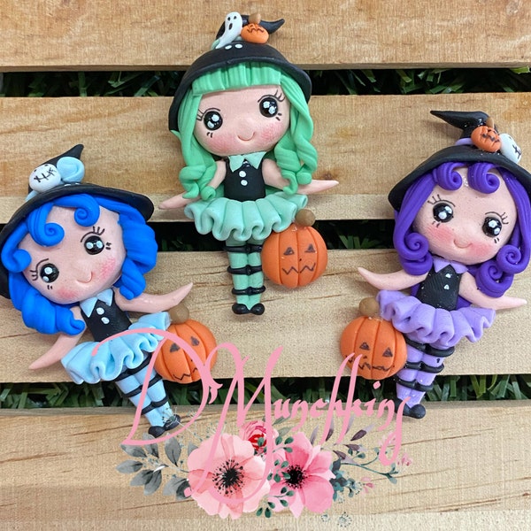 Halloween clay, witch clay, bow clay, bow center piece, bow embellishment