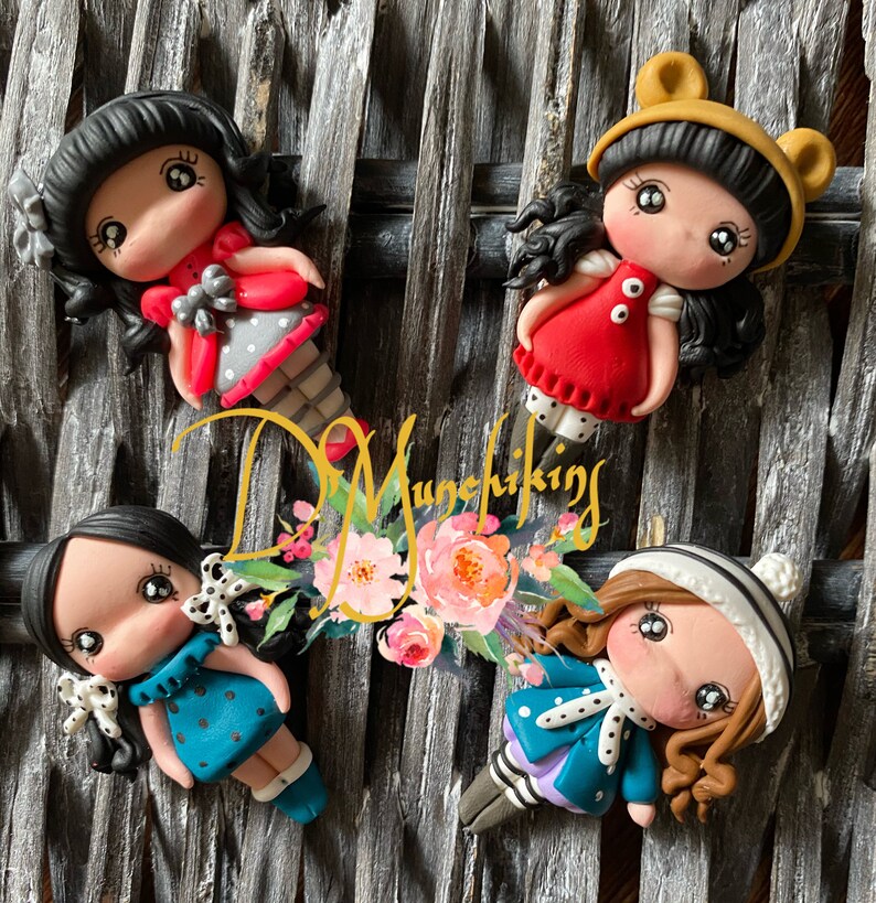 bow center piece Winter clay dolls bow embellishment bow clays flat back clay