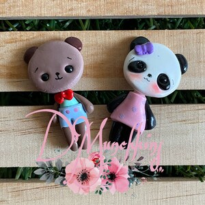 Argila panda, argila de urso, argila de arco, peça central de arco, enfeite de arco, argila de costas planas