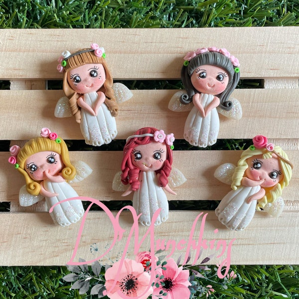 Angel clay, fist communion clay, fool clay, hair bow clay, bow clay, bow embellishment, bow center pice, flat back clay