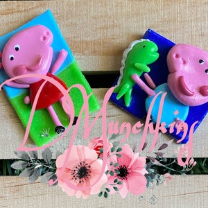 Peppa pig clay, George clay, Bow clay, bow center piece, bow embellishment, flat back clay