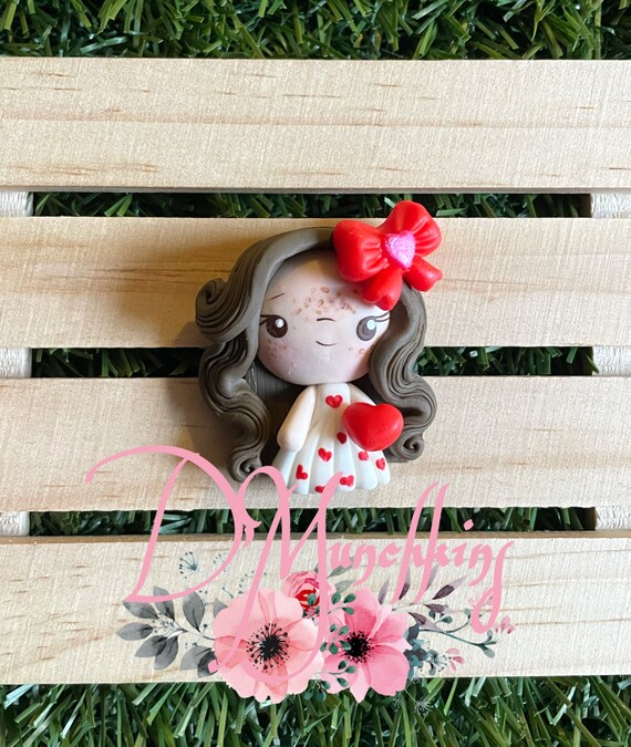 Valentines Day Clay Doll Clay Hair Bow Clay Bow Clay Bow Etsy