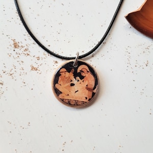 Achilles and Patroclus Necklace, Greek Mythology and Archaeology Pendant, Replica of the Ancient Cup by the Sosias Painter, Song of Achilles Necklace
