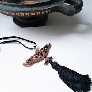 Cup Necklace, Vase Pendant, Greek Kylix, Ancient Greek Pottery Replica, Eyed Cup, Painted Greek Symbol Pendant, Archaeology Necklace