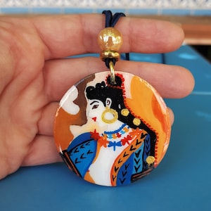 Greek Goddess Necklace, Minoan Art Jewel, Akrotiri Santorini Fresco Reproduction, Ancient Greece Necklace, Mythology and Archaeology Jewel