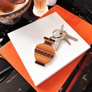 Amphora Keychain, Vase Pendant, Ancient Greek Pottery Replica, Greek Meander Pendant, Greek Symbol Pendant, Archaeology Keychain