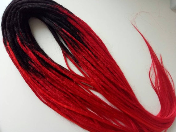 50 De Dreadlocks Ombre Black And Red Double Ended Etsy