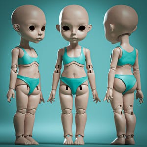 Arquivo STL para impressão de boneca BJD de 22 cm – Detalhes realistas e articulação completa.