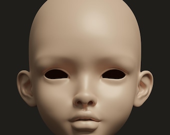 Jade - bjd Head, 3D Head doll, Bjd HeadArt, 3d HeadModel, baby face stl print, teenager 3d print, child 3D model bjd doll