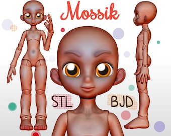 Mossik - STL 3D Kit Printed Ball Jointed Doll Base - PLA filament /SLA Resin Compatible files