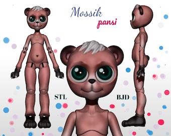 Mossik Pansi-zestaw STL 3D z drukowaną podstawą lalki z przegubem kulowym-pliki kompatybilne z włóknem PLA/żywicą SLA