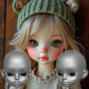 Mia - cabeza bjd, muñeca bjd, 1/4, 1/6, cabeza 3D, espacio de cabeza, cabeza creativa, diseño de cabeza, personaje, cabeza, cara, ojos, nariz, orejas, boca, párpados