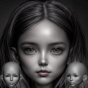 Barbara - BJD-huvud, 3D-huvuddocka, BJD-huvudkonst, 3D-huvudmodell, babyansikte i stl-format, 3D-utskrift av tonåring, 3D-modell av BJD-docka för barn