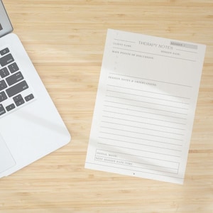 Therapy Session Notes Template for Therapists, Counselors, Mental Health Workers. Printable Downloadable PDF