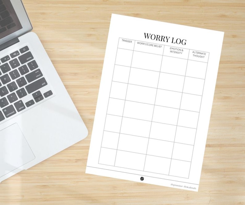 Worry Log for Clients, Mental Health Workers, Therapists, Counselors ...