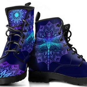 Dragonfly Mandalas Women's Leather Boots