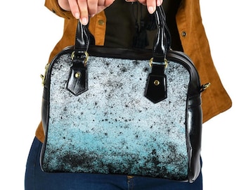 Teal, Black and Blue Shoulder Handbags, Mother's Day Gifts for Her Vegan Leather Custom Tote Bag Crossbody Bag
