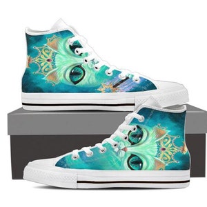 Queen Sneakers Cat Womens BRown High Low top Hi-Top Custom Gifts Mom Cat Lover Cute Pet Unisex Lace High Top Sports Fan Athletic Shoes