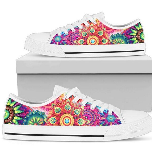 Women's Low Tops Colorful (White Sole)  "Converse Style" Abstract Sneakers.