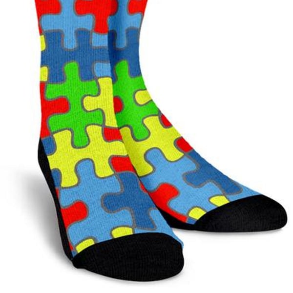 Autism Awareness Socks  Camouflage Womens Crew Custom Gifts Her Him Men Unisex Printed Funny Novelty Clothing