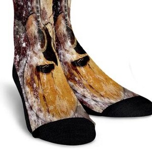 Abstract Socks  Guitar Womens Camouflage Crew Custom Gifts Kids Men Birthday Mom Unisex Printed Funny Novelty Clothing
